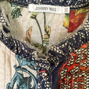 Johnny Was Colorful Floral and Geometric Blouse